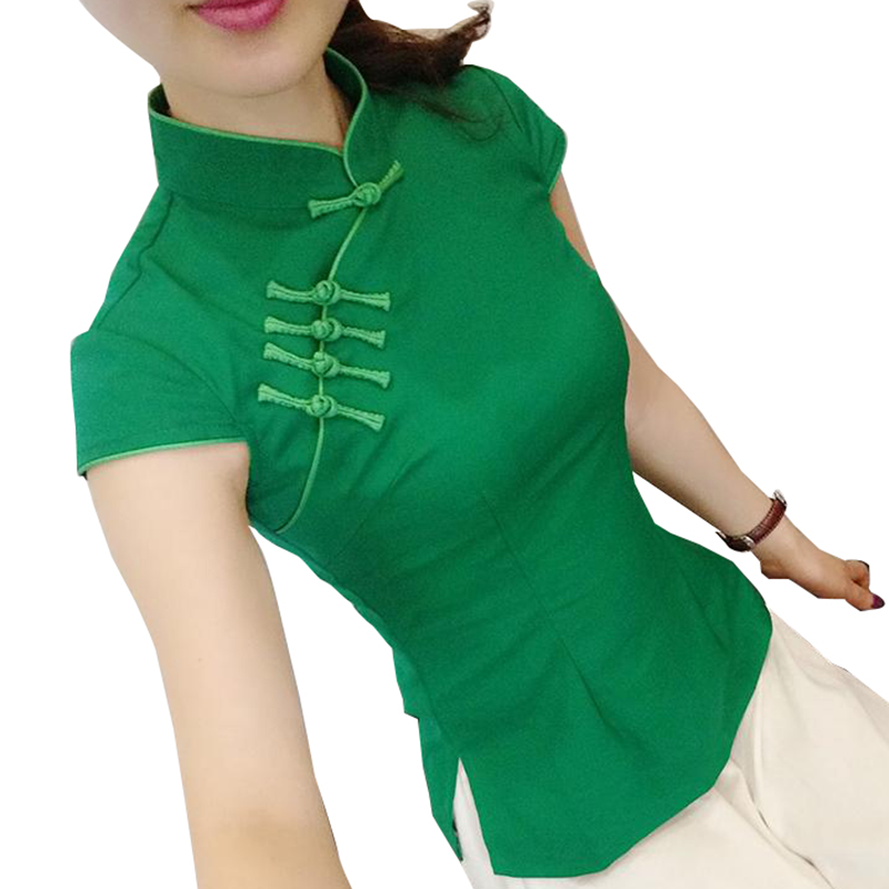 中国风女装夏复古盘扣改良旗袍上衣中式短袖修身唐装女汉服茶艺服