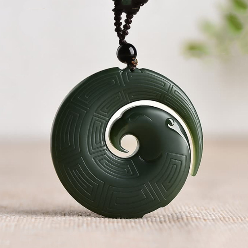 和田玉時來運轉平安扣吊墜男女士