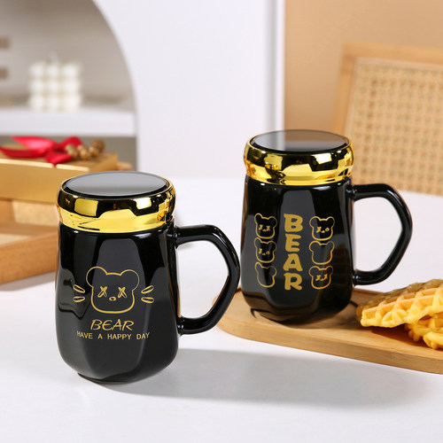 陶瓷大容量马克杯带盖可定制logo