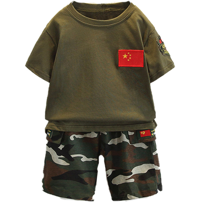 男童迷彩服套装夏季儿童军训服特种兵衣服男孩短袖警服军装演出服