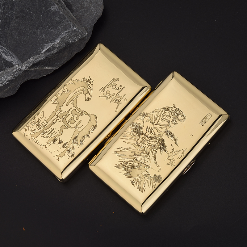 双枪黄铜抗压粗细两用烟盒男便携