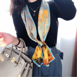 细窄长条小丝巾女春秋款洋气时尚韩版百搭装饰领巾薄款围巾长方巾