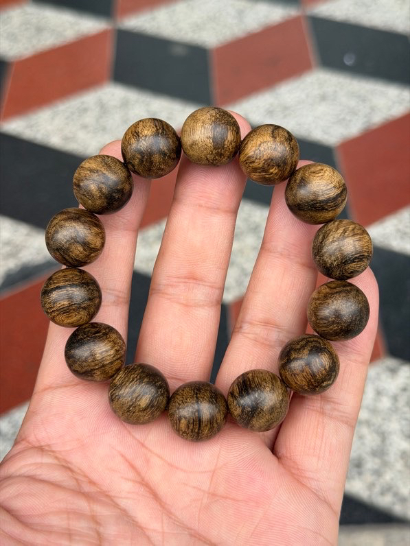 正区达拉干黑油料沉香手串1.6cm佛珠单圈手链约33克男女念珠药香