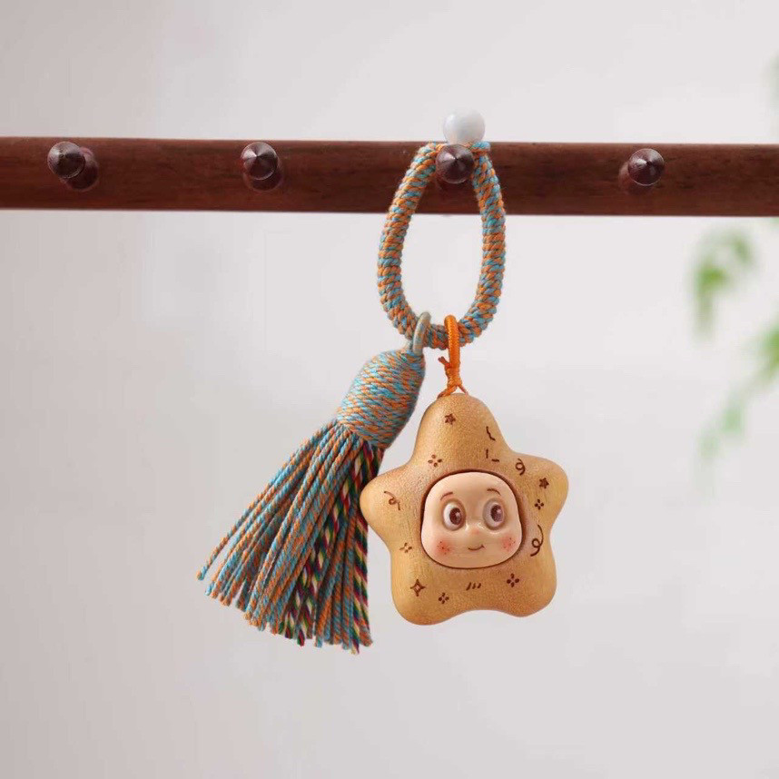 檀木星星月亮钥匙扣包包挂件手工编绳饰品可爱挂件儿童书包挂饰品,服饰配件/皮带/帽子/围巾,包挂件,淘宝优惠券,粉丝福利购,淘宝优惠卷