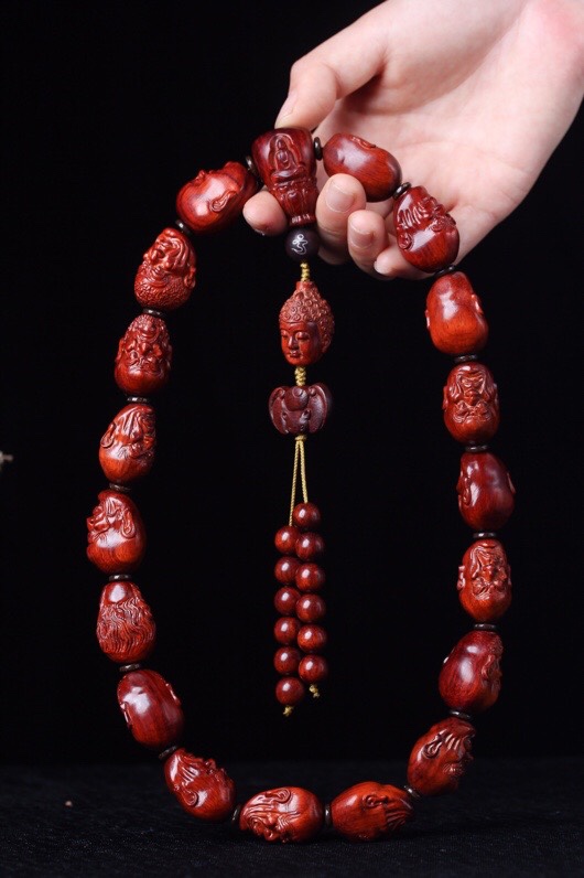 小叶紫檀十八罗汉车挂手持佛珠手串汽车挂件护身保平安男女送礼