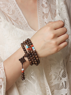 越南芽庄黑棋沉香手串中国结吊坠男女士项链毛衣链情侣手链26克