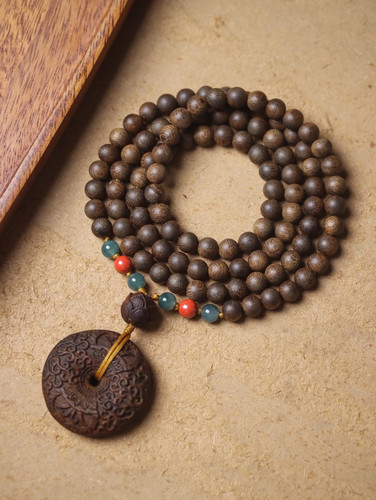 奇楠沉香平安扣长链款6mm约28克原创设计生闻花香男女士项链挂件