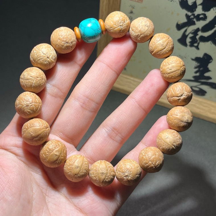 尼泊尔高密黄皮凤眼菩提子手串13mm佛珠文玩单圈手链男女士情侣款