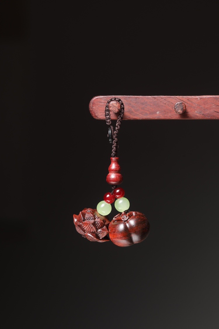 小叶紫檀好事连连钥匙扣事事如意挂件文玩手把件包包挂饰品男女