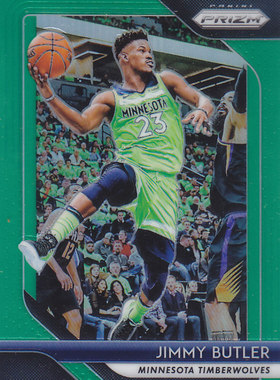 NBA球星卡panini1819Prizm普卡绿色平行绿折#67吉米-巴特勒