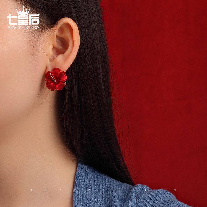 红色玫瑰花朵耳钉过年新年大气质简约个性耳饰耳环女潮2025年新款,饰品/流行首饰/时尚饰品新,耳钉,淘宝优惠券,粉丝福利购,淘宝优惠卷