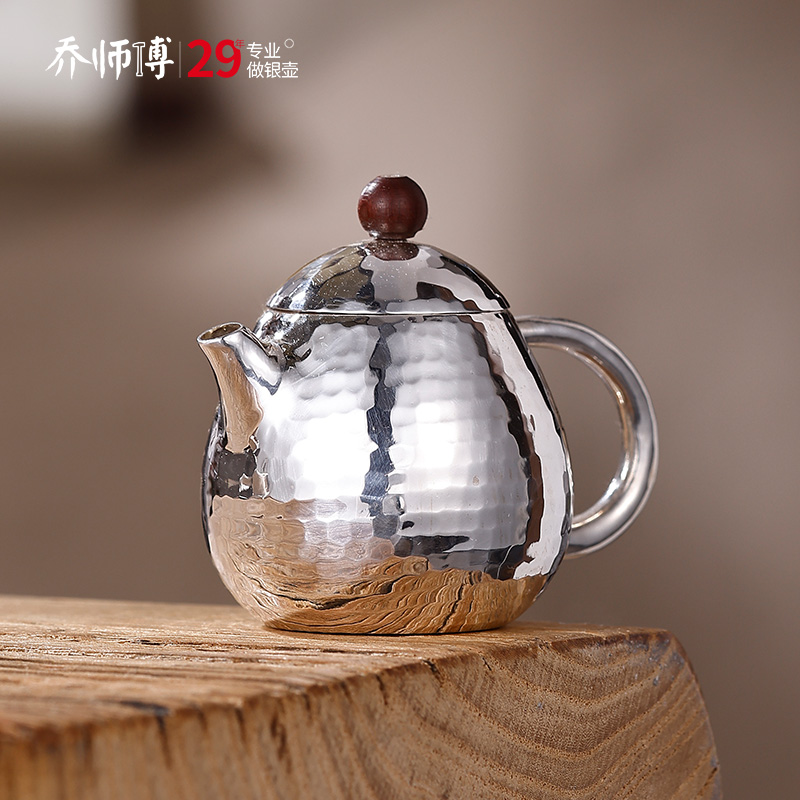 袖珍把玩纯银999泡茶壶龙蛋茶壶