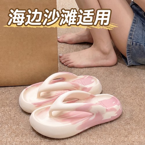 防滑人字拖女士厚底海边沙滩夏季