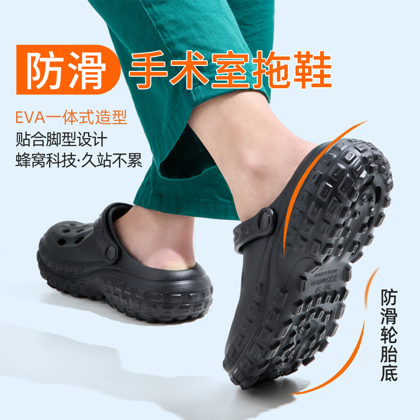 防滑洞洞鞋男款夏季医用手术室拖鞋防臭新型高质量沙滩凉鞋男士夏 - 实物图