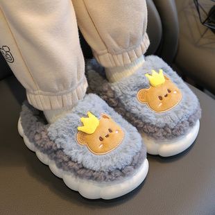 儿童棉拖鞋男童冬季2025新款室内家居防滑宝宝男孩拖鞋包跟秋冬天