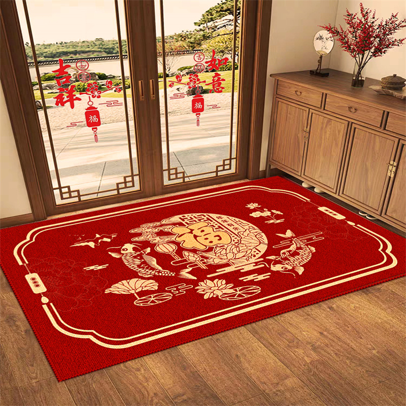 2025新年福字中式地垫入户门垫红色地毯进门玄关蹭土门口进门脚垫