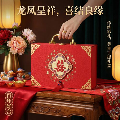 彩礼钱盒子男方订婚礼金箱现金彩礼盒三金聘金聘礼盒结婚用品大全