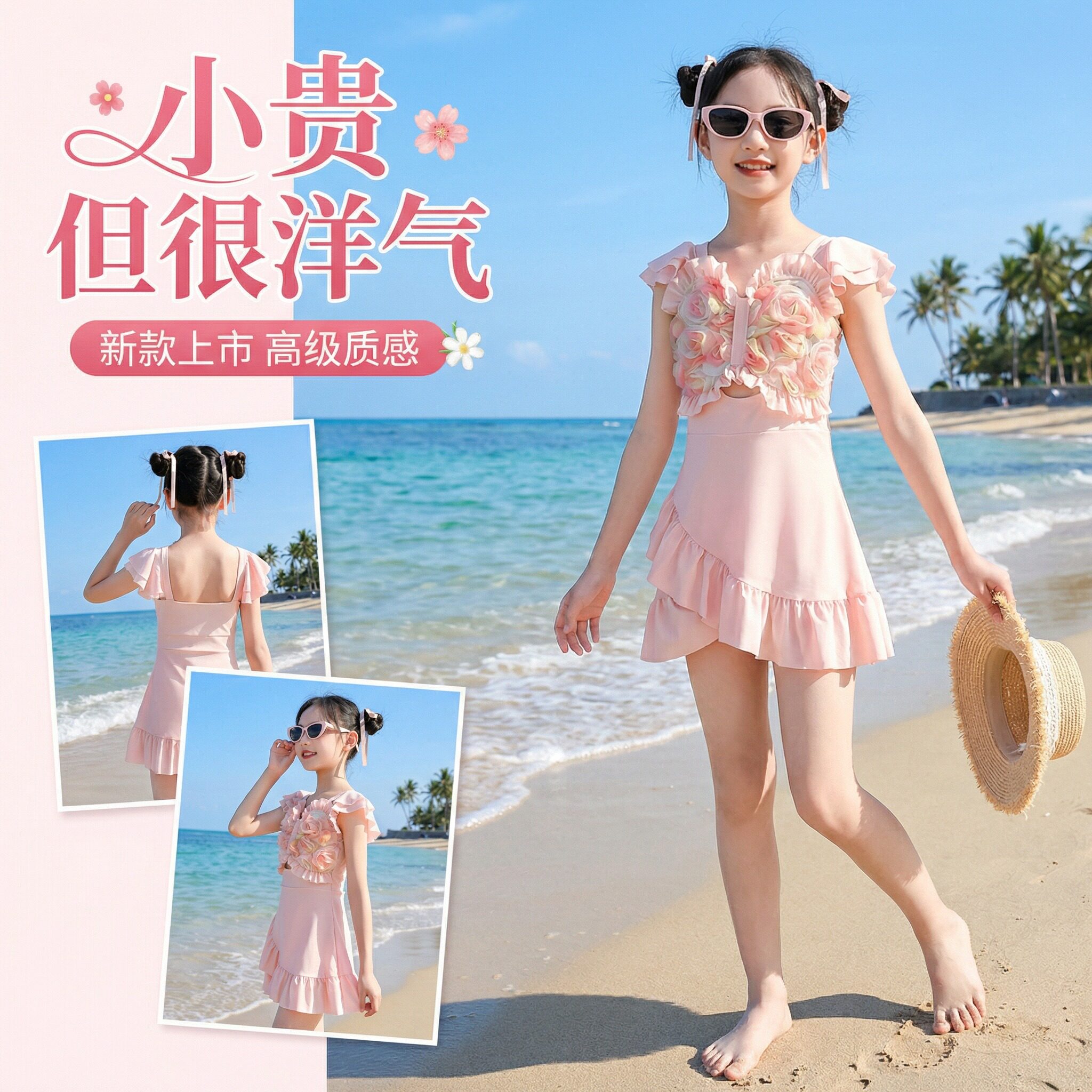 儿童泳衣女孩夏季2026新款高颜值女大童连体裙式专业游泳训练服