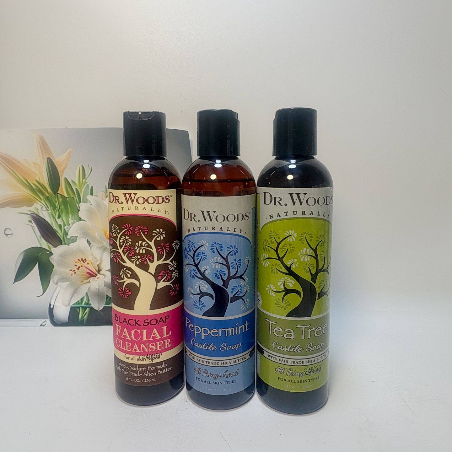 现货美国Dr. Woods黑皂乳木果薄荷茶树控油洁面乳去角质保湿舒缓
