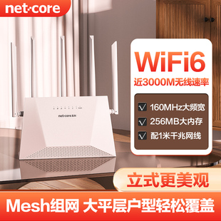 磊科N30 宿舍电竞游戏穿墙全网通宽带 wifi6无线路由器AX3000家用高速千兆5g房屋覆盖大户型mesh组网立式