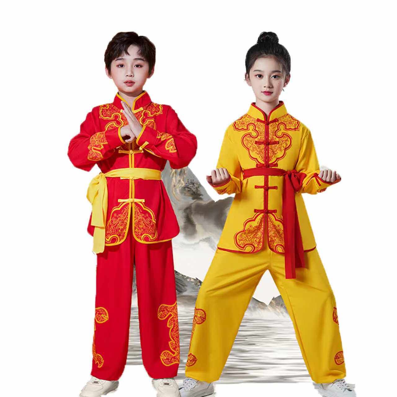 武术表演服打鼓服舞龙服青少年运动会比赛中小学生腰鼓功夫演出服