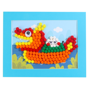 端午节儿童手工diy龙舟粽子毛球粘贴画纽扣画制作材料包幼儿园