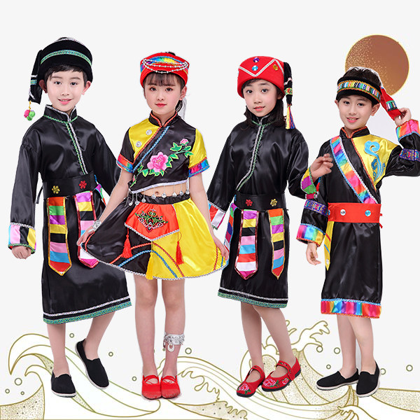 儿童56个少数民族风舞台剧表演服装珞巴族幼儿园男女童舞蹈演出服