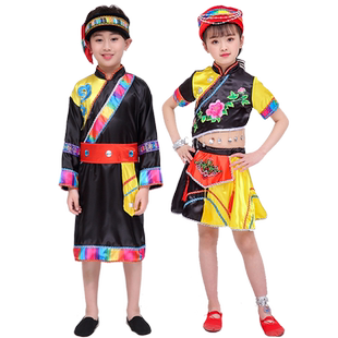 亲子儿童少数民族风表演服幼儿园珞巴族演出服男女童舞台舞蹈服