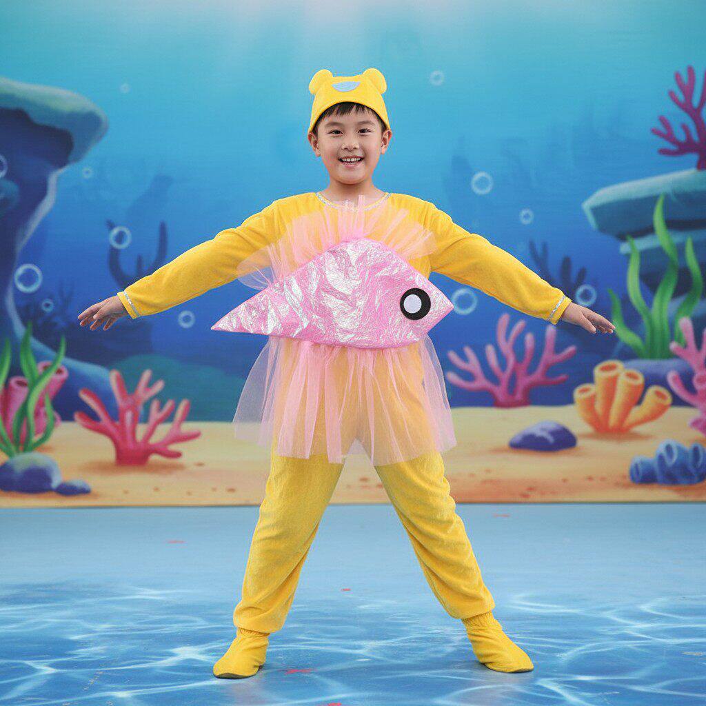 儿童蝴蝶鱼蝶齿鱼动物表演服装