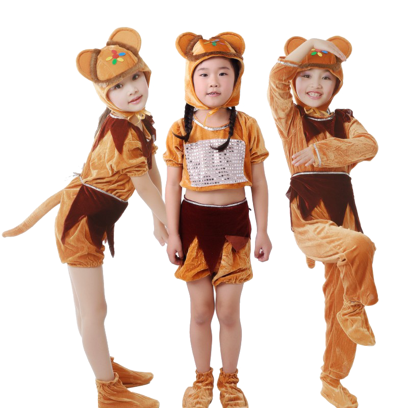 舞蹈儿童老虎猴子棕熊演出服