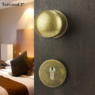 世连泰好铜锁全铜复古做旧球形把手现代美式 室内分体房门锁ME1239