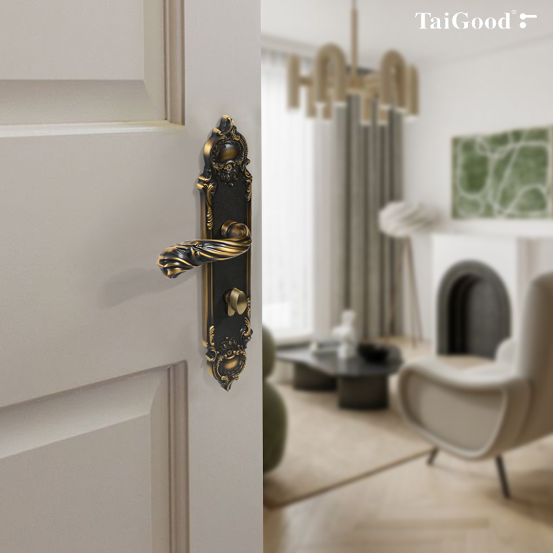 全铜静音磁吸法式欧美复古门锁