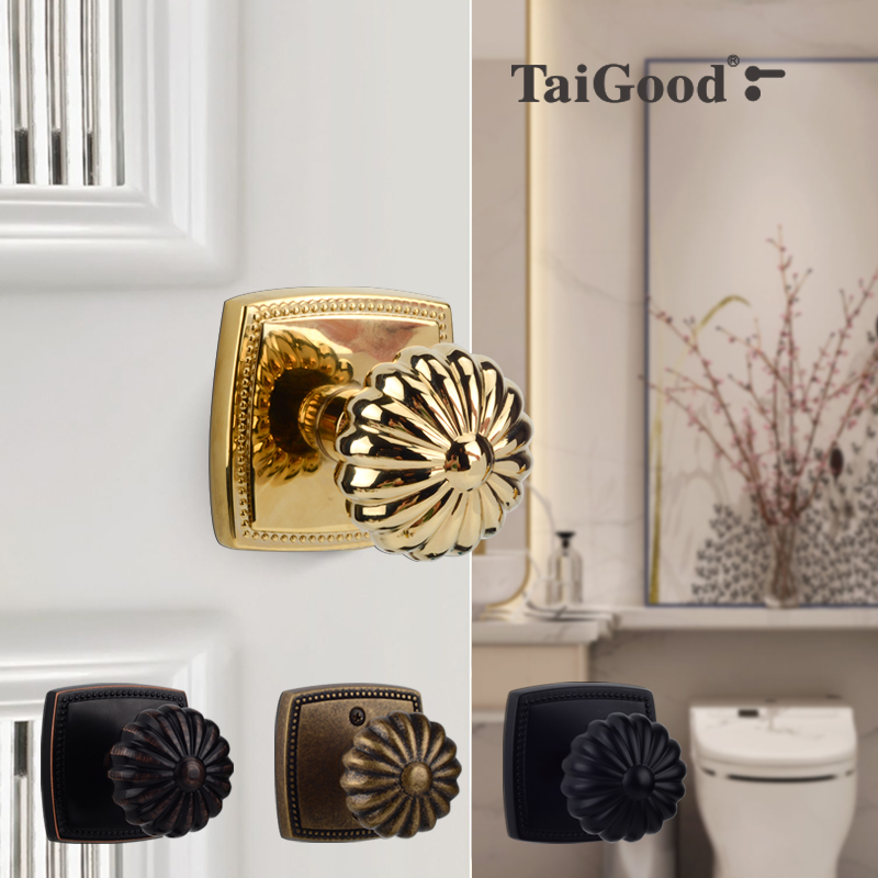 世连泰好铜锁美式复古仿古黄铜门锁室内卫生间球形浴室房门锁1292