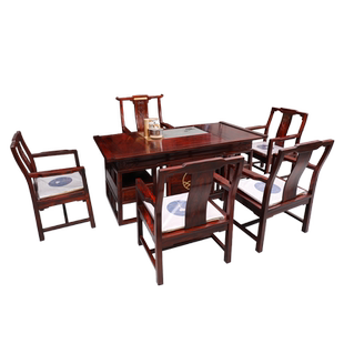 红木茶桌 印尼黑酸枝新中式功夫泡茶桌 阔叶黄檀大尺寸实木茶艺桌