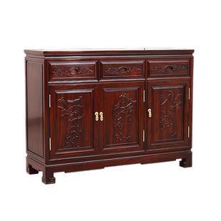 红木家具 阔叶黄檀带腿餐边柜 印尼黑酸枝花鸟碗柜 储物柜茶水柜