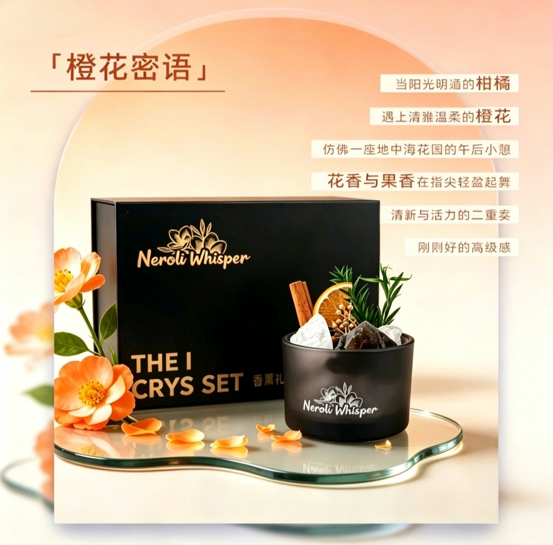 橙花密语晶石香薰礼盒定制版精油干花晶石香薰摆件礼物伴手礼家用