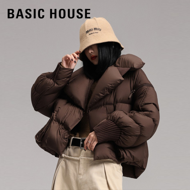 百家好翻领拼接高奢时尚羽绒服