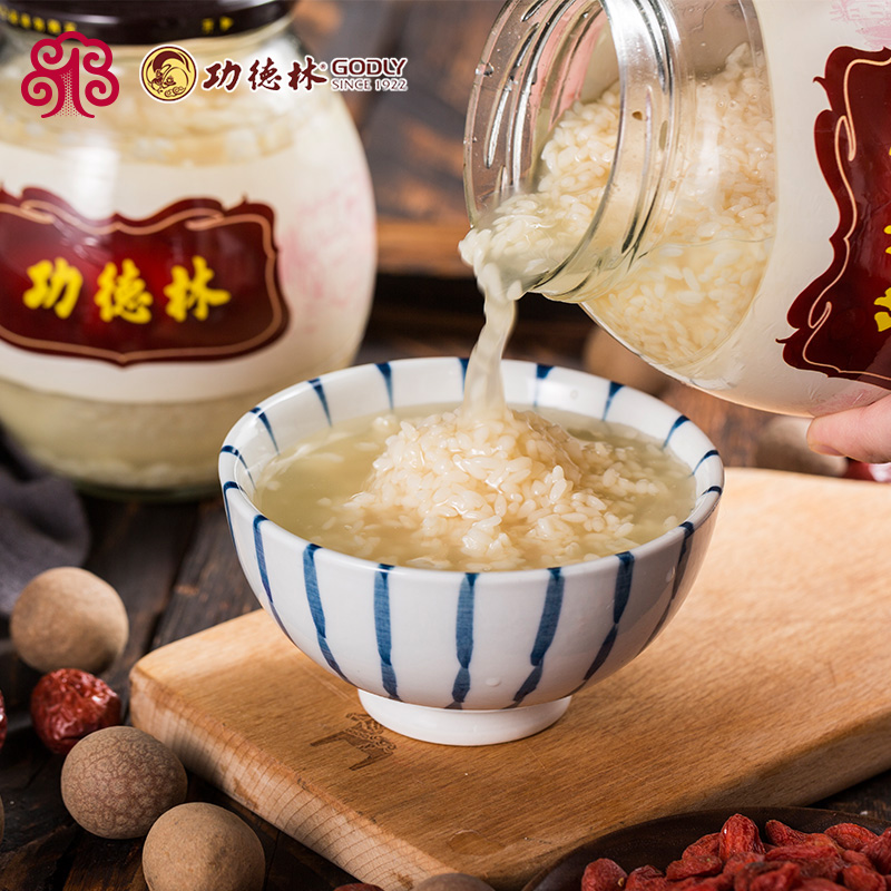 功德林桂花酒酿糯米酒家用即食常温煮汤圆玻璃瓶装