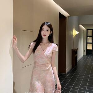UONE-田园浪漫清新蕾丝拼接小个子短款连衣裙266091