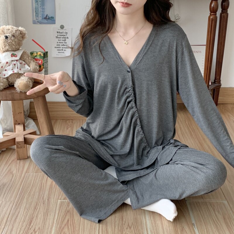 莫代尔和服月子服夏薄款8月份产后大码孕妇睡衣夏季产妇哺乳喂奶7