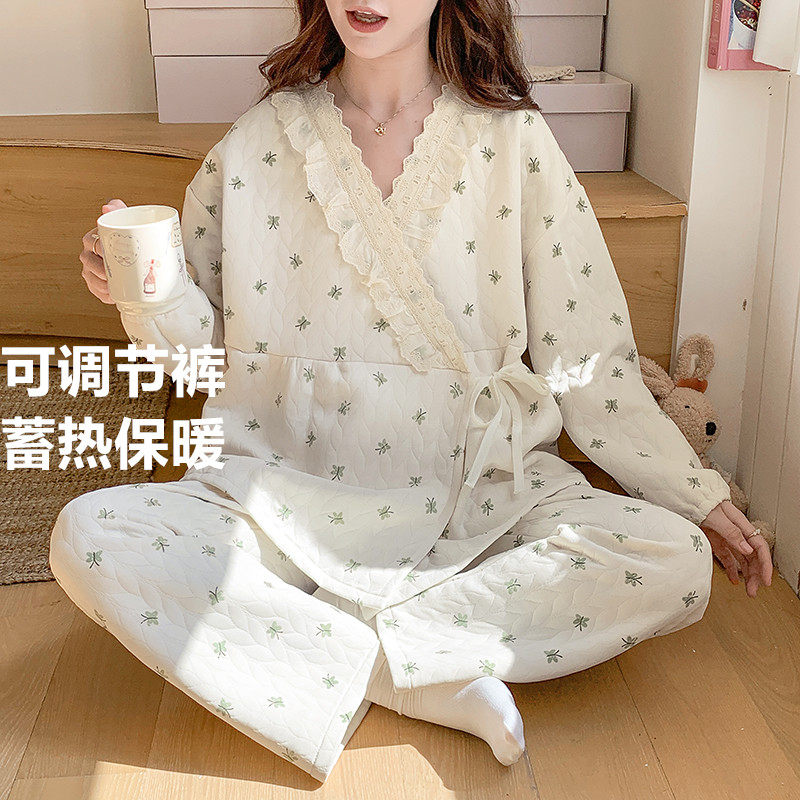 80-200斤大码月子服秋冬季套装孕妇哺乳睡衣空气棉喂奶家居服宽松