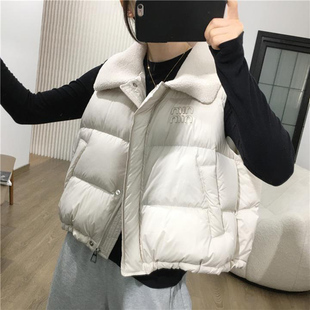 短款小个子修身显瘦棉马甲女冬季新款时尚洋气加厚保暖棉衣坎肩潮