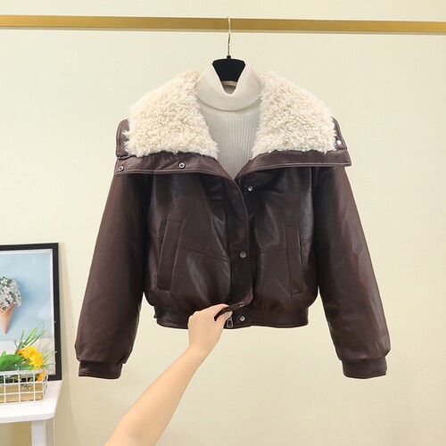 冬季短款翻领免洗棉衣棉服女外套