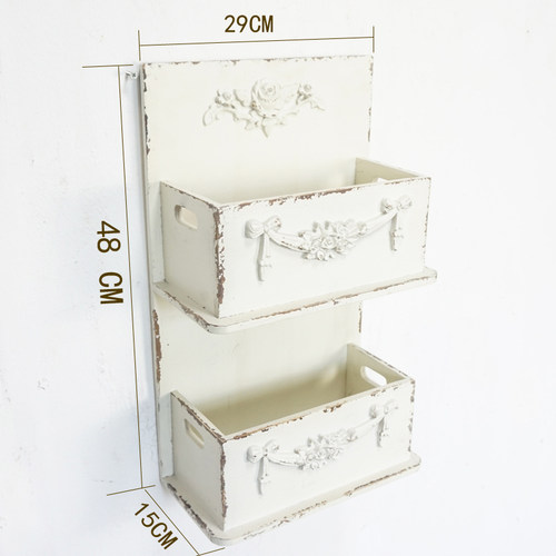 法式乡村厨房收纳柜调料置物架壁挂园艺花盆杂货架实木做旧家居u.