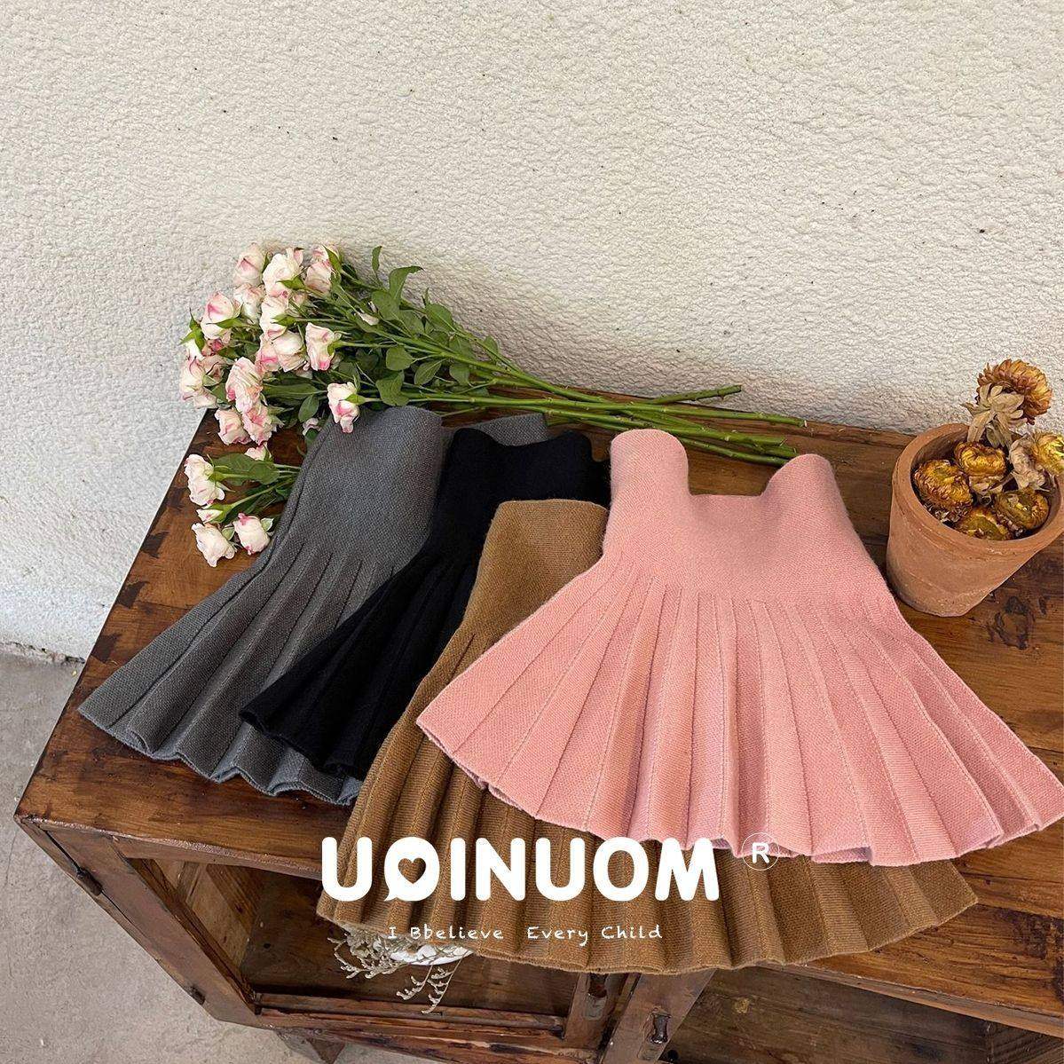 女童毛线百褶裙 秋冬款女宝宝高腰针织半身裙 小童伞裙毛线裙休闲