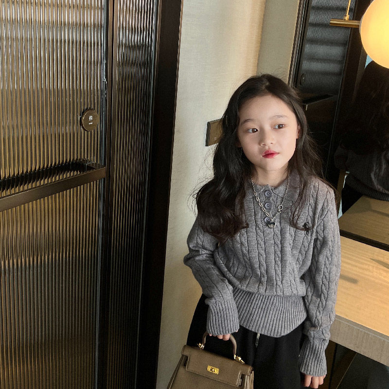 女童加厚毛衣针织打底2026冬季新款童装中大童小女孩上衣刺绣保暖