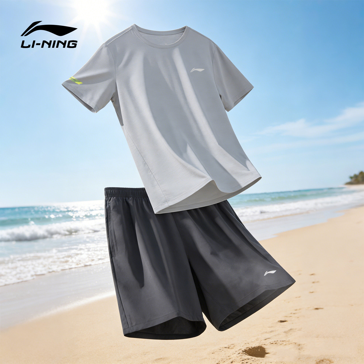 李宁速干运动套装男士休闲T恤短袖短裤女健身篮球户外跑步羽毛球