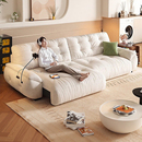 奶油风电动沙发床小户型复古风新款 多功能伸缩直排布艺沙发客厅