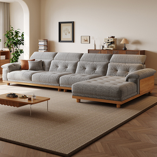拉芙菲可拆洗雪尼尔原木风布艺沙发L型贵妃大小户型客厅转角沙发