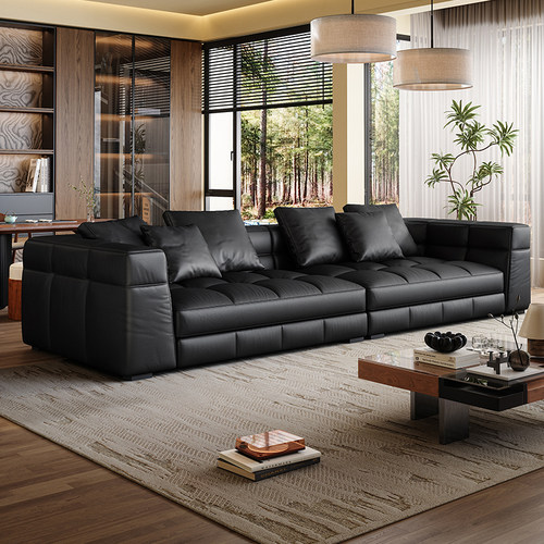 布雷泽全青真皮沙发客厅意式极简轻奢高端别墅横厅Blazer设计师款